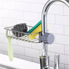 Stainless Steel Sink Faucet Organizer | Kitchen Sink Sponge Holder Rack | Kitchen Darin Rack & Soap Holder (Box Packing)