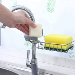 Stainless Steel Sink Faucet Organizer | Kitchen Sink Sponge Holder Rack | Kitchen Darin Rack & Soap Holder (Box Packing)